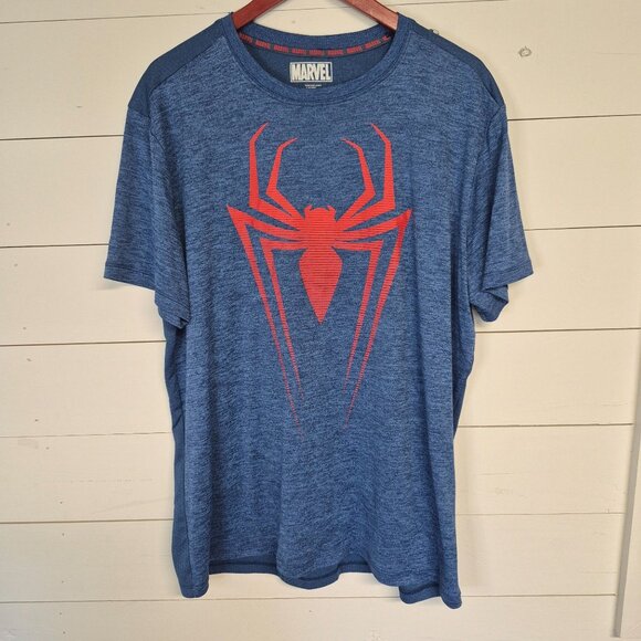Marvel Spider-Man Graphic Blue Heather T-Shirt 2X  Mens Casual Crew Neck - Picture 1 of 5